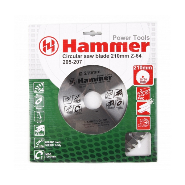 Пильный диск Hammer 205-207 CSB PL 30678 (210x30 мм, 64 ATB)